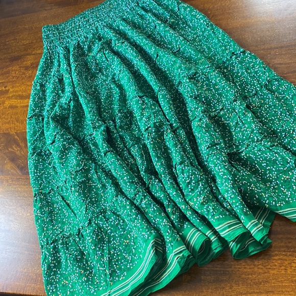 Max Studio Green Floral Tiered Midi Skirt - Picture 4 of 4